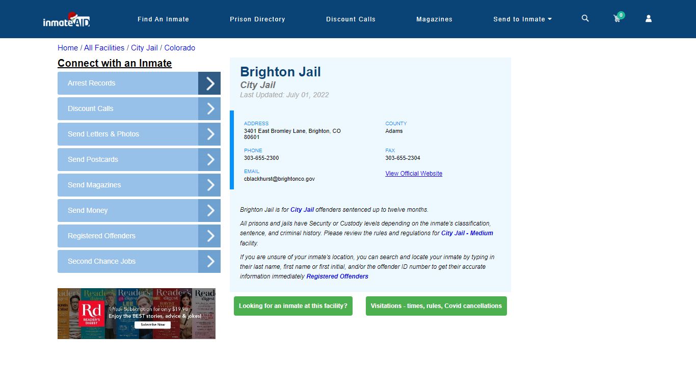 Brighton Jail | Inmate Locator